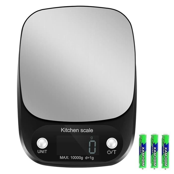 Balance De Cuisine Numérique 10 Kg / 1 G - Rechargeable USB - 6 Unités (g, Kg, Lb, Oz, Ml) - Écran LCD Rétroéclairé