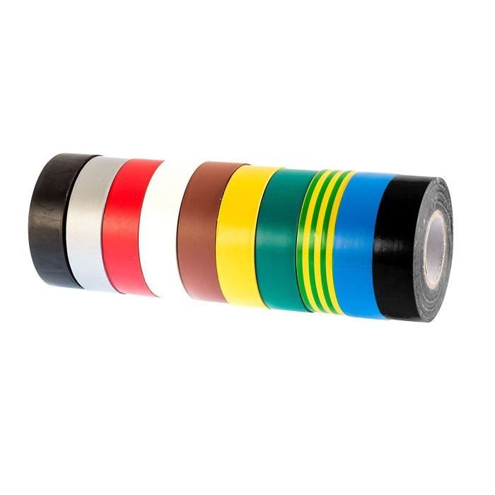 Lot De 10 Rouleaux De Ruban Adhésif Isolant En Pvc Pour Isoler, Réparer Et Protéger Les Fils