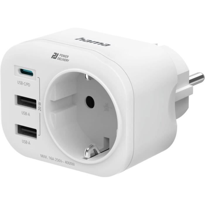 Multiprise Avec 1 Prise AC, 1 USB-C Et 3 Ports USB - Blanc, Charge Rapide, Neuf