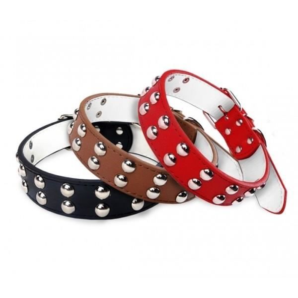 COLLARE CON BORCHIE TONDE PER CANI TAGLIA GRANDE CHIUSURA CON FIBBIA REGOLABILE