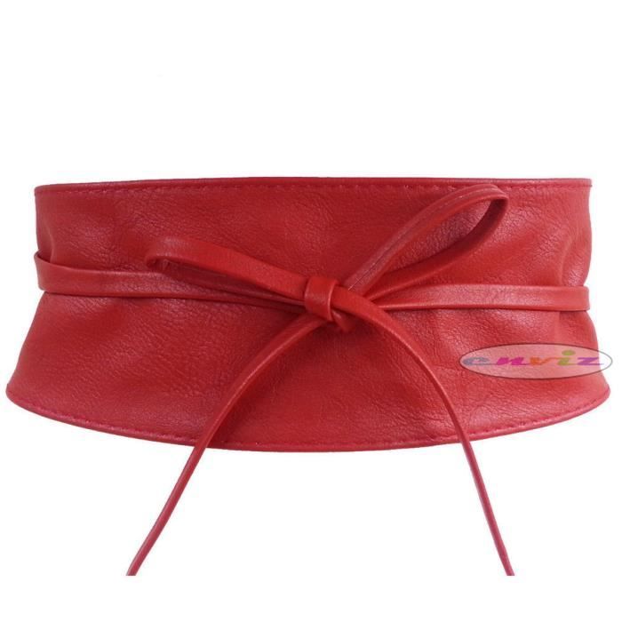 Ceinture bandeau large nouer PU pour femme Rouge Rouge