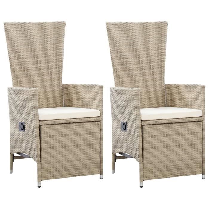 vidaXL 2 pcs Chaises inclinables de jardin Plastique - vue 9