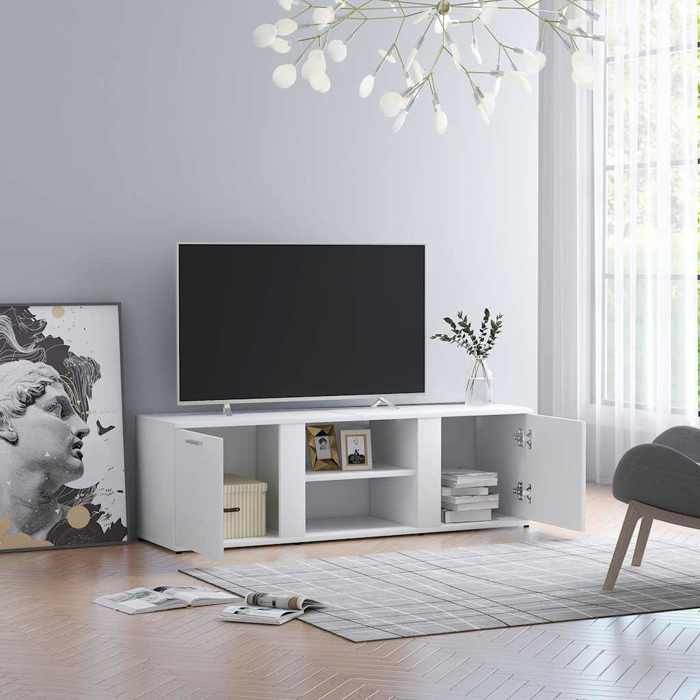 vidaXL Meuble TV Blanc 120x34x37 cm Aggloméré