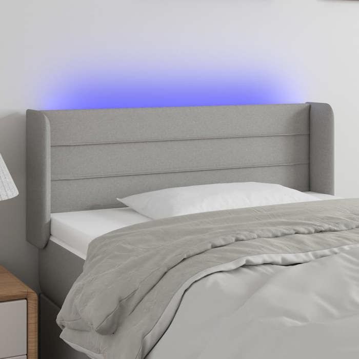 VidaXL Tête De Lit à LED Meuble De Chambre à Coucher Accessoire De Lit Double Tête De Cadre De Lit Intérieur Bleu 203x16x78/88 Cm Tissu