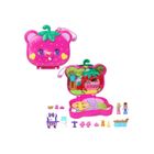 Polly Pocket - Coffret Maison Ourson Fraise Avec Jardin - Pique Nique Aventures Surprises Set Mini Figurines Carte Animaux