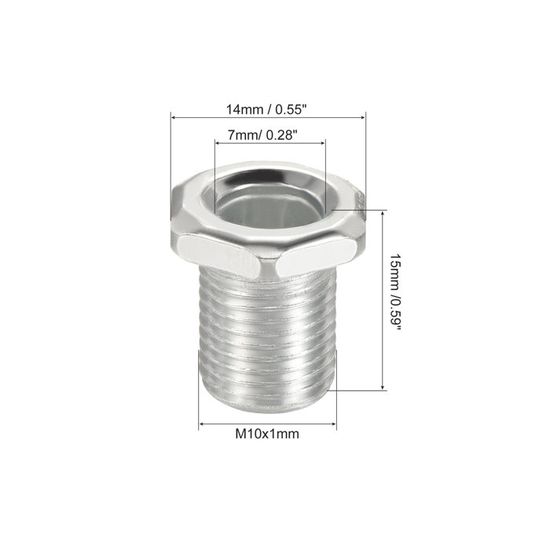 Sourcing Map Lampe Tige 15mm Long M10 Filetage Tuyau Hexagone