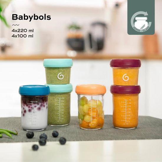 Petits pots bébé en verre vides 20 cl avec réserve - Pots de 200 ml