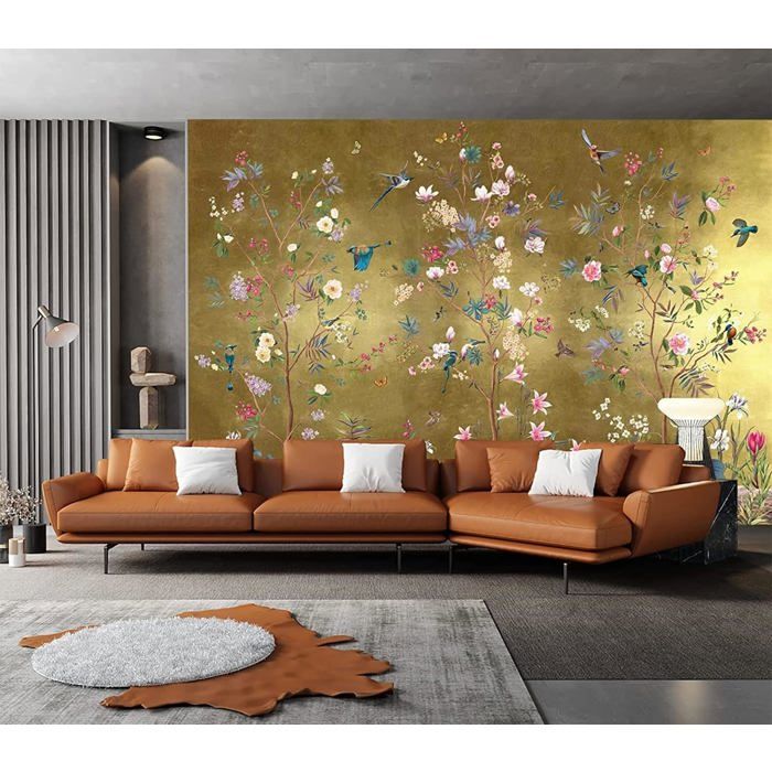 Papier Peint Panoramique Oiseau Et Fleur Style Vintage Papier Peint ...