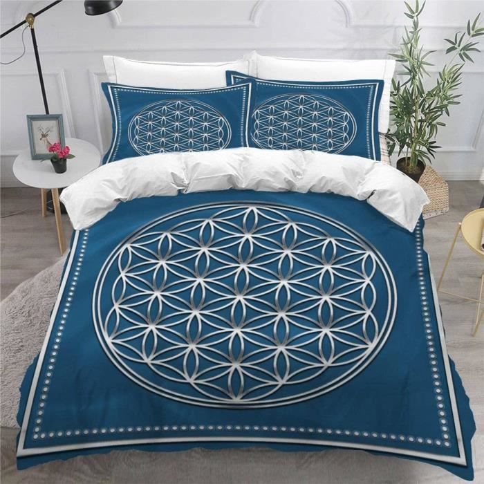 Housse De Couette 220X240 Fleur De Vie 3D Motif Parure De Lit 2