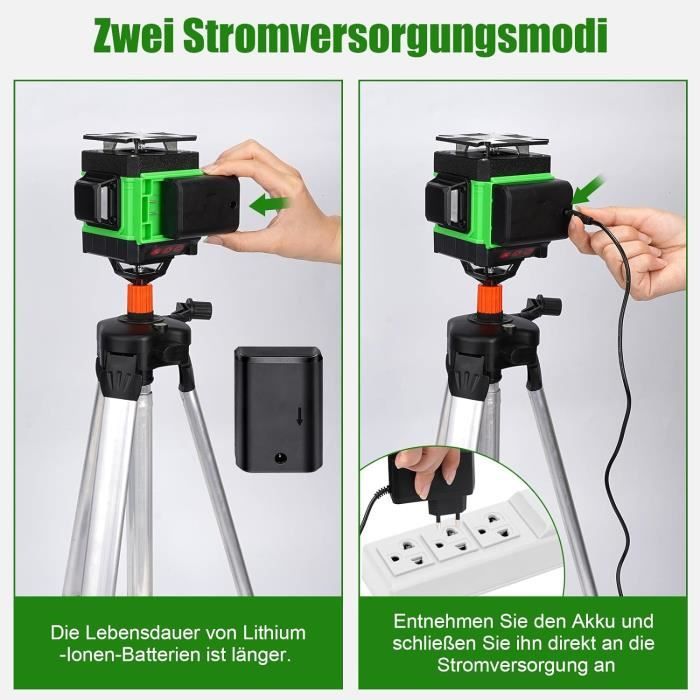 Niveau Laser Vert Alloyman 16 Lignes - Auto-nivelant 4x360° - Pour Construction, Rénovation, Bricolage