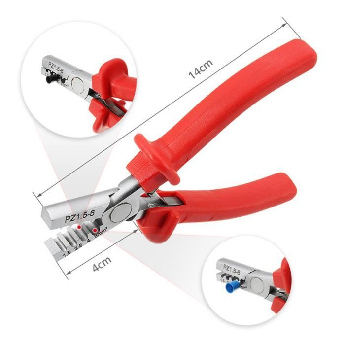 Pince à Sertir Virole C.K Tools T3695 – Réglage Auto 0,08-16 Mm², Rouge/noir