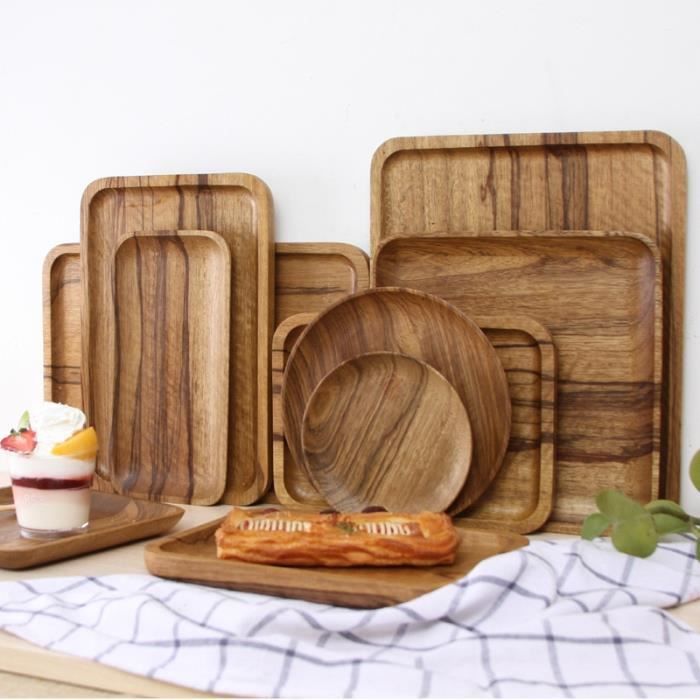 levandeo Plateau en Bois rectangulaire en Acacia 35 x 20 cm – Fruits Plateau en Bois Unique – déco décoration Rangement, Bois, Rechteckig, 40x23