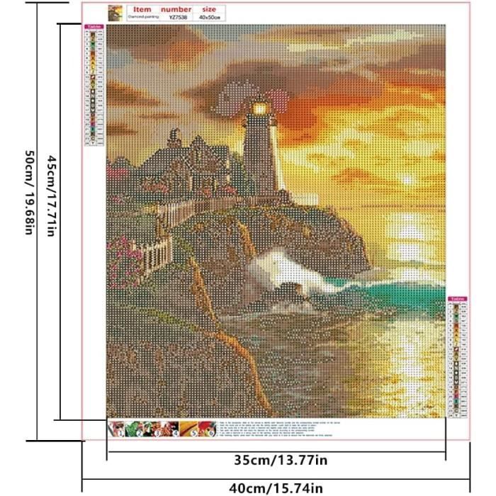 Diamond Painting Paysage Cascade 40x50 Cm - Kit Complet Avec Strass Ronds, Art Thérapie Adulte