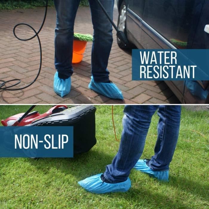 100pcs PE Couvre-chaussures de Ménage Jetables, Universel épaissi  Anti-dérapant Imperméable à l'eau Anti-poussière Bleu HB001 - Cdiscount