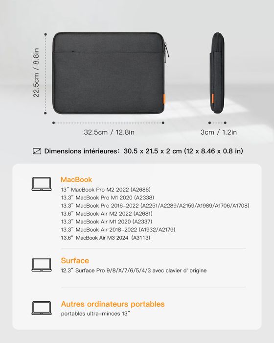 10€ sur Inateck Housse 13 Pouces Antichoc Compatible avec MacBook
