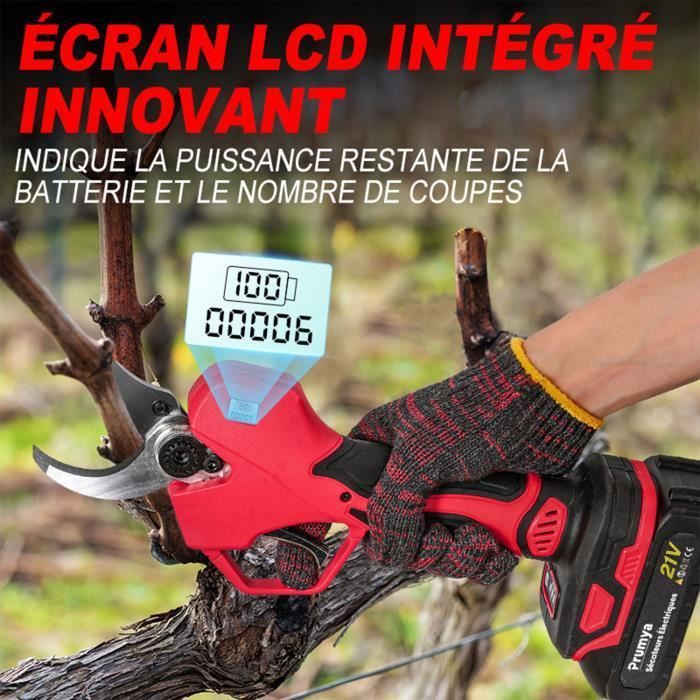 Sécateur électrique Sans Fil 50mm - 2 Batteries 2000mAh, Moteur Sans Balais 800W, Lame SK7, écran LCD | Professionnel Jardinage, Arbres Fruitiers - 11