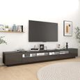 581NEUVES Meuble TV avec lumières LED - Living Banc TV Multifonction - Table pour Salon Unité murale Gris brillant 300x35x40 cm-2