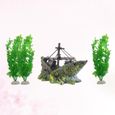 4 pièces / pack décoratif réaliste sûr haute Simulation bateau eau herbe ensemble réservoir de poisson décor Aquarium décoration  -2