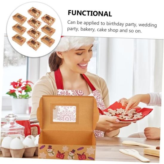Lot de 10 boîtes de boulangerie en carton robuste marron avec couvercle de  fenêtre et porte-sauce, peuvent contenir des muffins et des pâtisseries,  des récipients à emporter (38,1 x 25,4 x 8,9