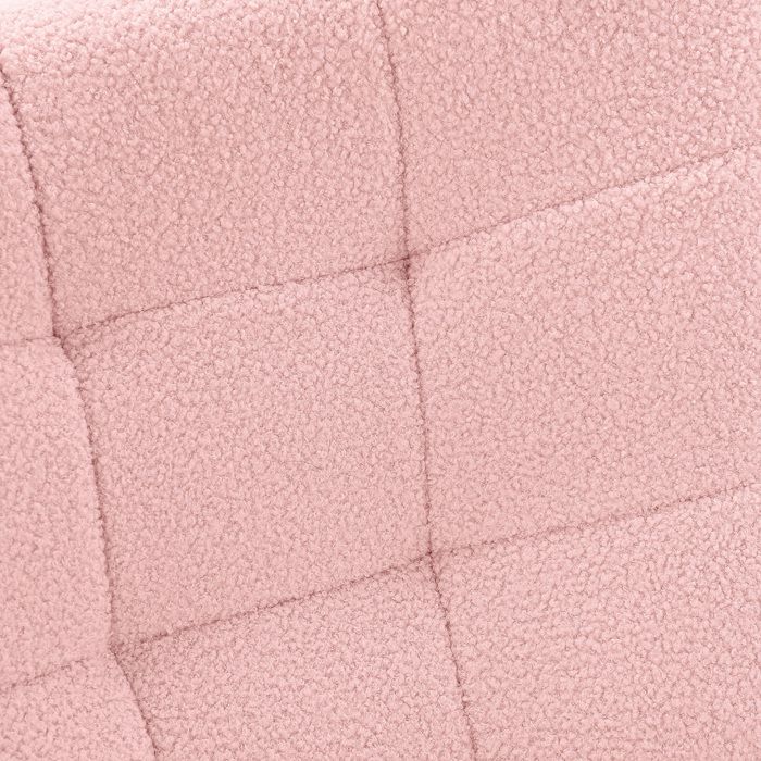 Fauteuil à Bascule En Tissu Teddy Rose - Accoudoirs Et Repose-Pieds Pliable, Capacité 110 Kg