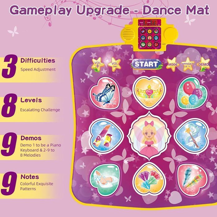 Mad Monkey – Tapis De Danse Rétro Pour Enfants Et Adultes, 110 Chansons, 9 Jeux, 3 Niveaux – Branchement Facile Sur TV