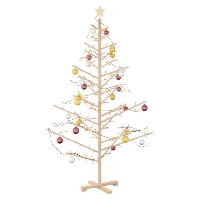 Sapin De Noël Mural En Frêne Massif Avec 100 LED – 180 Cm, Lumière Blanche Chaude USB | Déco Intérieure Moderne