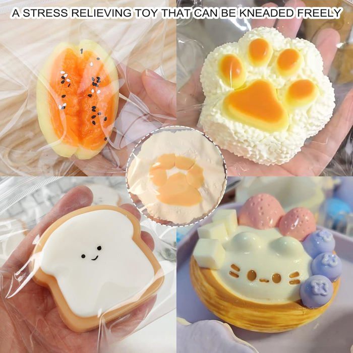 HTTDSLF 5Pcs Jouets Squishy Mignons, Mochi Squishy, Patte de Chat, Squeeze Fidget Jouets Anti Stress, Soulagement du Stress, Récompense Cadeau pour Enfant Fille, Cadeaux d'anniversaire Kawaii
