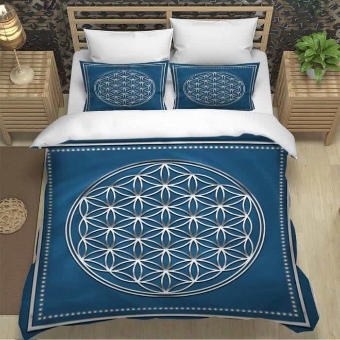 Housse De Couette 220X240 Fleur De Vie 3D Motif Parure De Lit 2