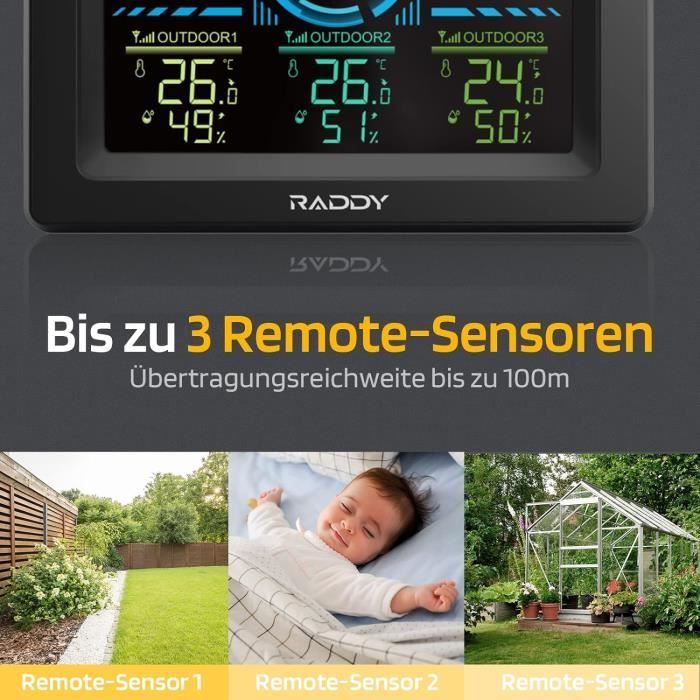Thermomètre Intérieur/extérieur étanche IP44 - Lot De 2 - Affichage LCD, Mémoire Max/min - Pour Fenêtre, Serre - 5