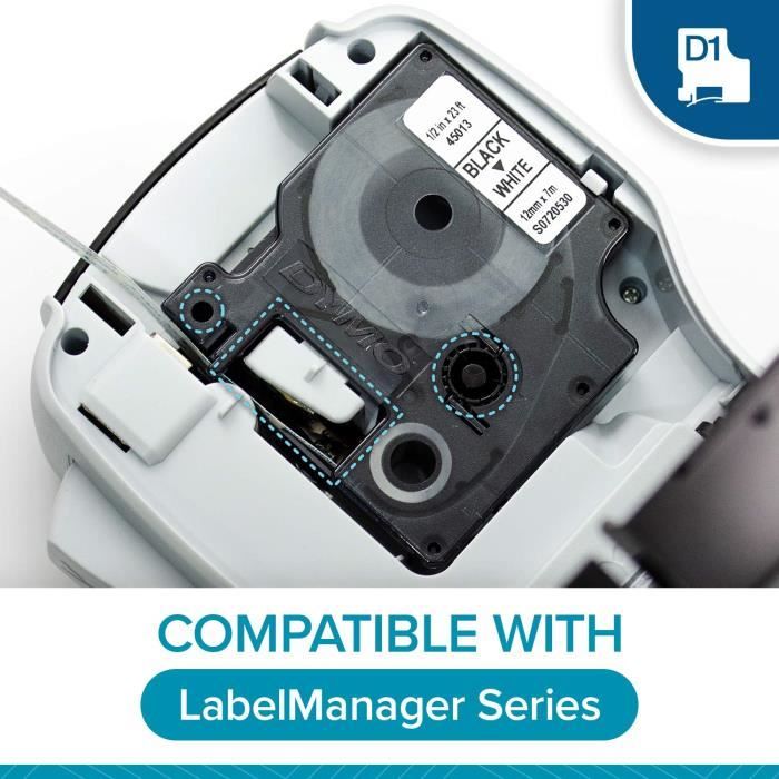 Ruban Étiqueteuse compatible DYMO D1 12mm x 7m 45013 S0720530, 5 pack -  Cdiscount Informatique