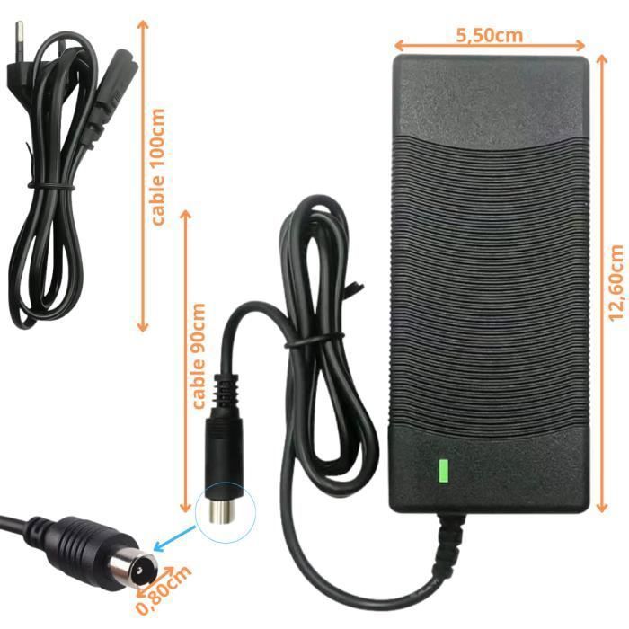 42V 2A Oplader Voor Ninebot En Xiaomi Scooters – 8mm Aansluiting, Met Ventilator En Veiligheidsbeveiligingen