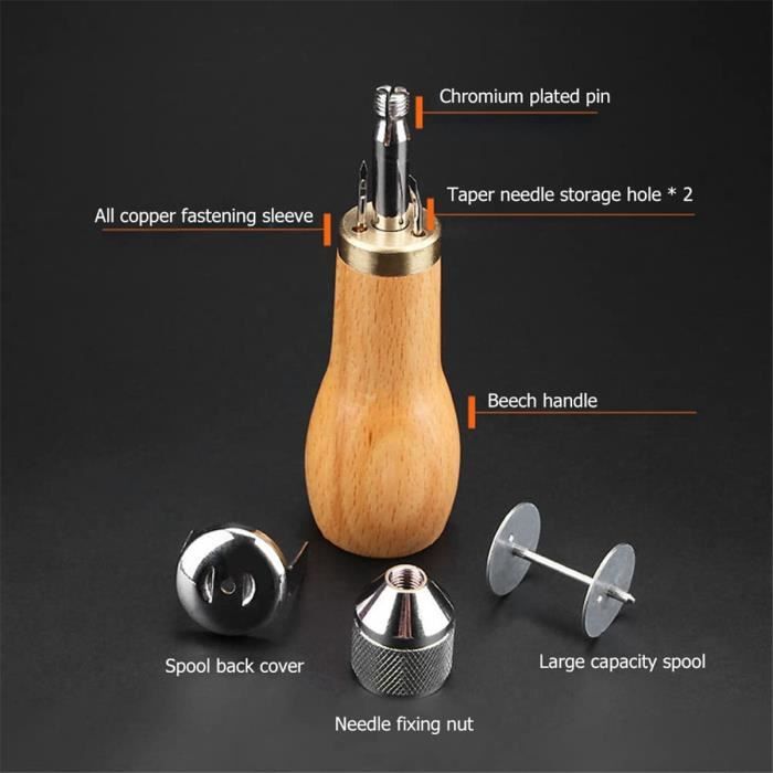 Kit De 3 Poinçons à Cuir Avec Manche En Bois - Outils De Cordonnerie Et Maroquinerie DIY - Idéal Pour Réparation Cuir Et Toile