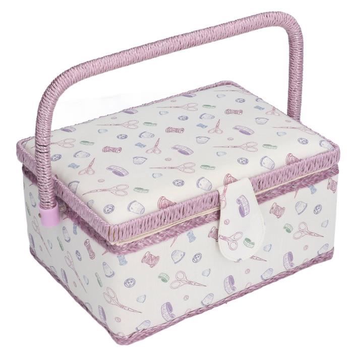 Boîte Couture Bois Rose - Organisateur Rangement Tissu