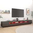 581NEUVES Meuble TV avec lumières LED - Living Banc TV Multifonction - Table pour Salon Unité murale Gris brillant 300x35x40 cm-3