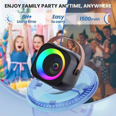 Micro Karaoke Enfant Avec 2 Microphones Sans Fil - Machine Portable LED Effets Voix Pour Enfants Et Adultes