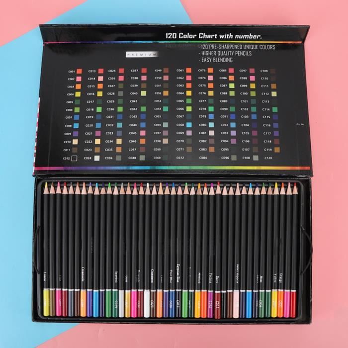 Tbest Crayon à peinture 120 Couleurs Kit de Crayons Colorés Outil de  Peinture Dessin Adulte Papeterie Fournitures d'Art(Crayon de
