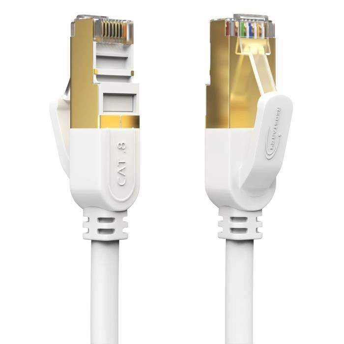 Câble Ethernet 20m RJ45 Cat 8 Blanc - Cdiscount Informatique
