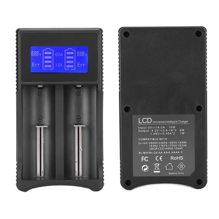 Chargeur de batterie EBL chargeur rapide de piles 18650 - chargeur  universel pour 10440 14500 16340 18650 rcr123a li-ion lifepo4 imr piles  rechargeables