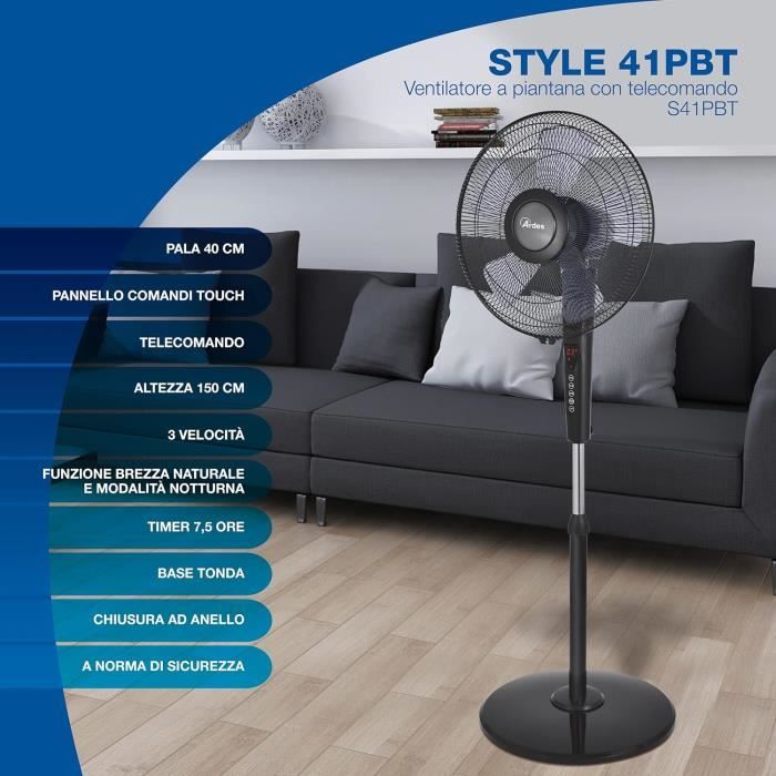 Ventilateur sur pieds avec télécommande Smart Technology - 18″ - 60W