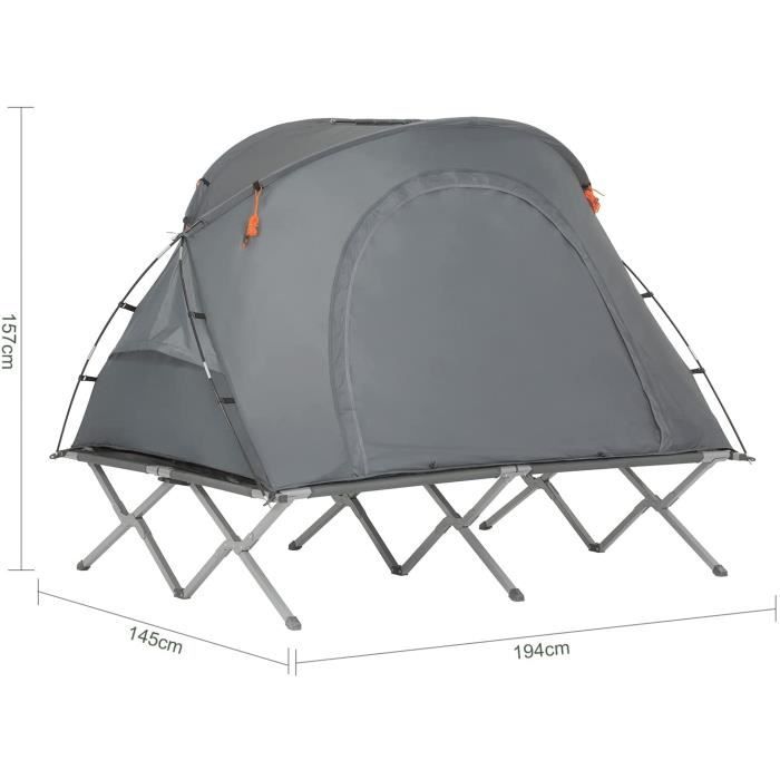 Lit de camp avec tente, sac de couchage et matelas gonflable camping