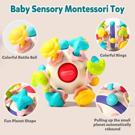 Hochet Bébé Noir Et Blanc Funblitz – Set Sensoriel 0-12 Mois – Anneau Dentition, Chaussettes, Bâton Sonore – Cadeau Naissance