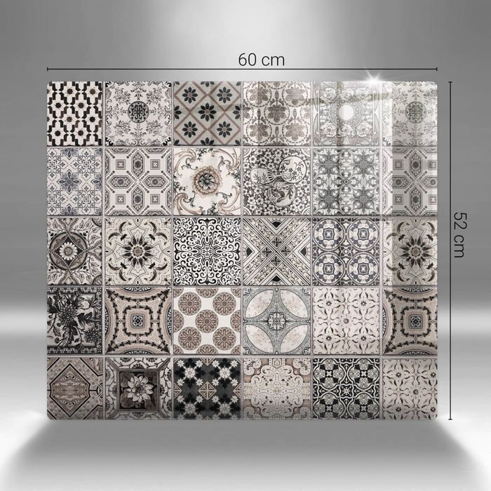 Planche de cuisine rectangulaire en verre, 60x52 cm Noir
