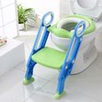 Reducteur de WC Pliable et Réglable Siège de Toilette Enfant Bébés Escalier Toilette avec Échelle Marche Bleu et Vert-0