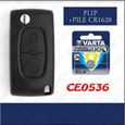 Coque Clé Plip  Compatible Peugeot 207 307 308 407 Partner Expert  2 boutons CE0536 lame avec rainure + pile varta 1620-0