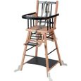 Combelle - Chaise haute bébé en bois Marcel bicolore noir - 57x95 cm-0