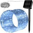 VOLTRONIC® Guirlande lumineuse solaire 10m, blanc froid, 100 LED-0