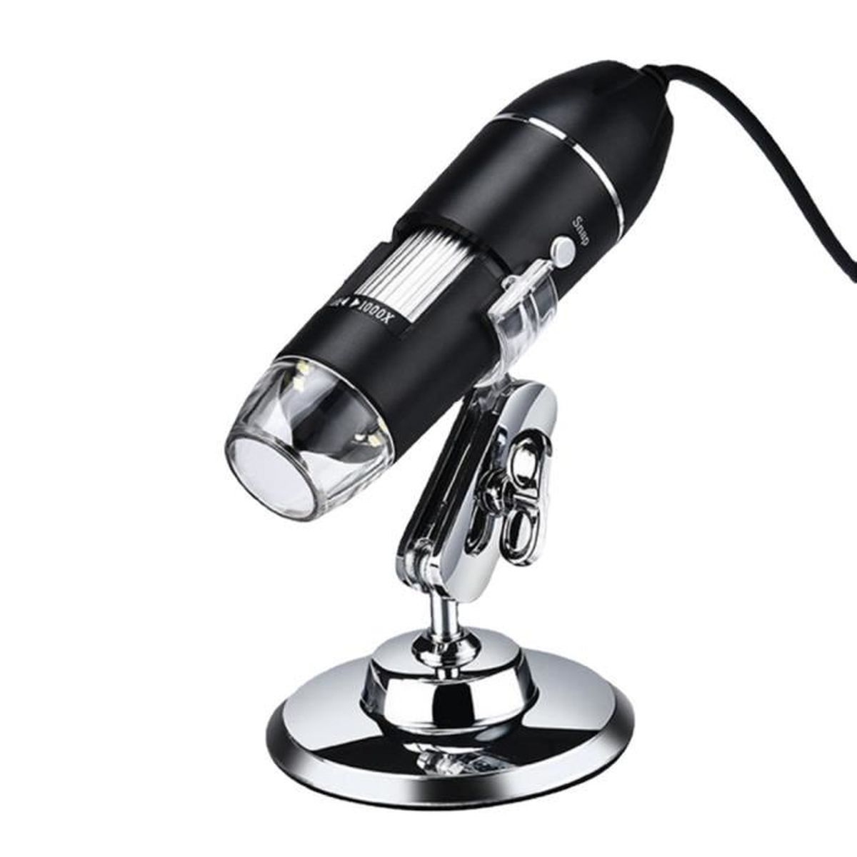 Microscope numérique 1600X 8 LED Loupe 3 en 1 Endoscope électronique de