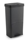 PEGANE Poubelle de tri sélectif à pédale, poubelle de recyclage – 3 compartiments coloris noir, 70 L