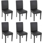 DÉCOSHOP26 Lot de 6 chaises de salle à manger simili-cuir noir mat pieds foncés CDS04235