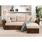 BESTMOBILIER Astoria - canapé d'angle réversible - convertible avec coffre - velours et microfibre - 4 places - Marron / Beige